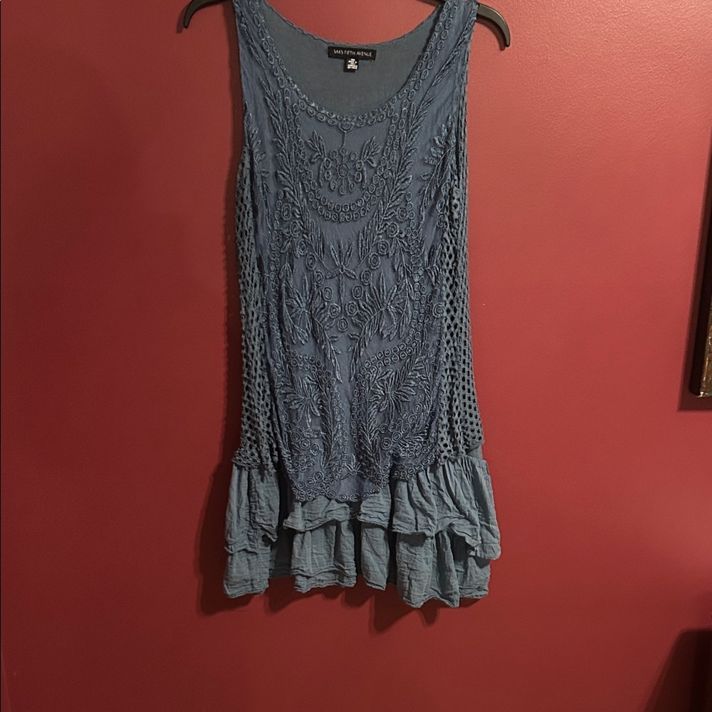 Vintage Saks Fifth Avenue crochet/Mesh Sleeveless Mini Dress